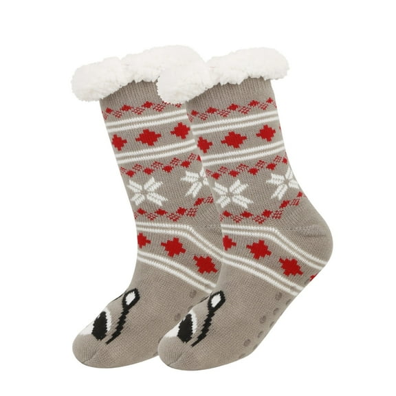 Betivan Christmas Slipper Socks For Women Men Fleece Lined Non Slip Grippers Crew Socks Winter Thick Warm Fuzzy Holiday Clothes