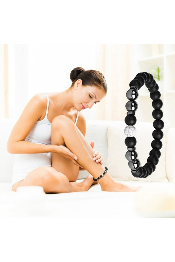 Betivan Fall Magnetic Lymph Detox Bracelet - Anti Swelling Black Obsidian Anklet for Swelling - Adjustable Magnetic Ankle Bracelets, Multi Purpose Anklet