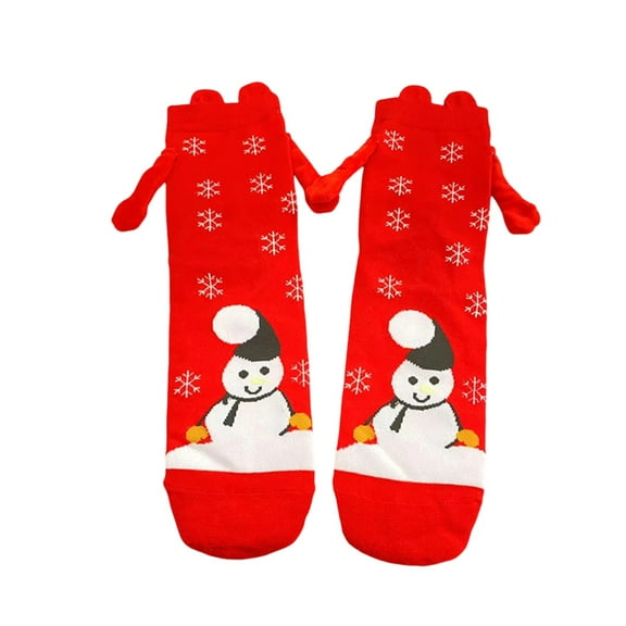 Betivan Funny Holding Hands Christmas Socks Magnetic Holding Hands Knee-High Solid-Color Socks, Warm Xmas Gift for Women & Men, Casual Party Daily Wear