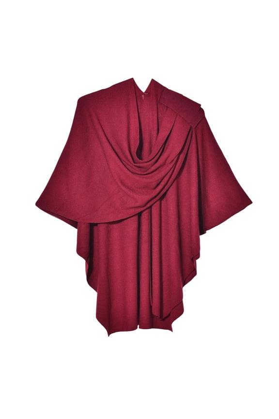 Gothic Short Hooded Knitted Cloak Cape Solid Color Tassel Cardigan, Portable Versatile Warm Wrap for Daily Casual Wear