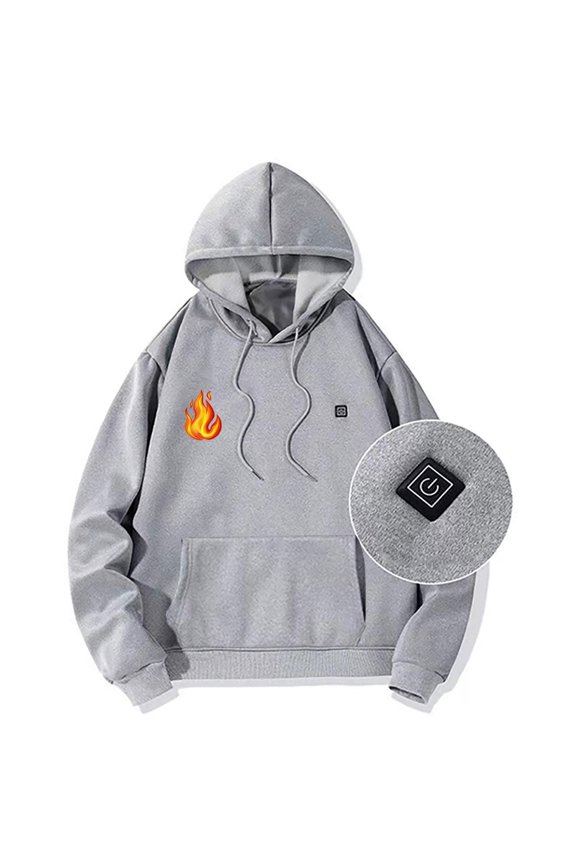 Heated Hoodie for Men, Electric Heating Sweatshirt with Fleece Lining, Winter Thermal Pullover Sweater 4-Control 29-Zone Heating for Outdoor Activities