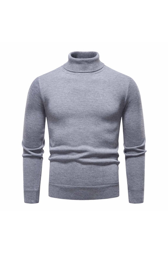 Men Adding Fleece Elastic Knit Sweater Warmth Laziness Loose Casual High Collar Sweater Mens Casual Outerwear Warm Fall Winter Clothing