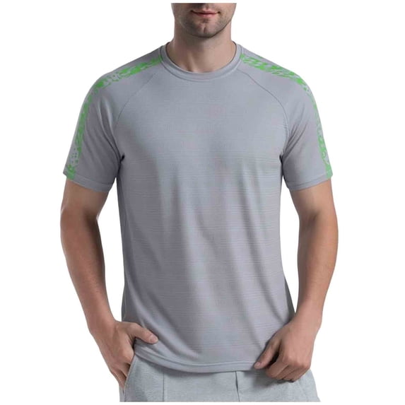 Betivan Men Reflective Tops Short Sleeves Crew Neck Print Moisture Wicking Quick Dry Stretch Blouses Grunt Style Shirts for Men Breathable Running Training Outdoor