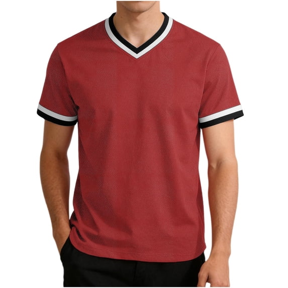 Betivan Men V Neck Tops Short Sleeves Custom Printing Pullover Sports Blouses White T Shirts for Men Breathable Outdoor Training Leisure