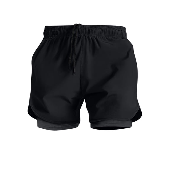 Betivan Men's Athletic Performance Shorts Double-Layer Running Fitness 3/4 Length Solid Color Shorts