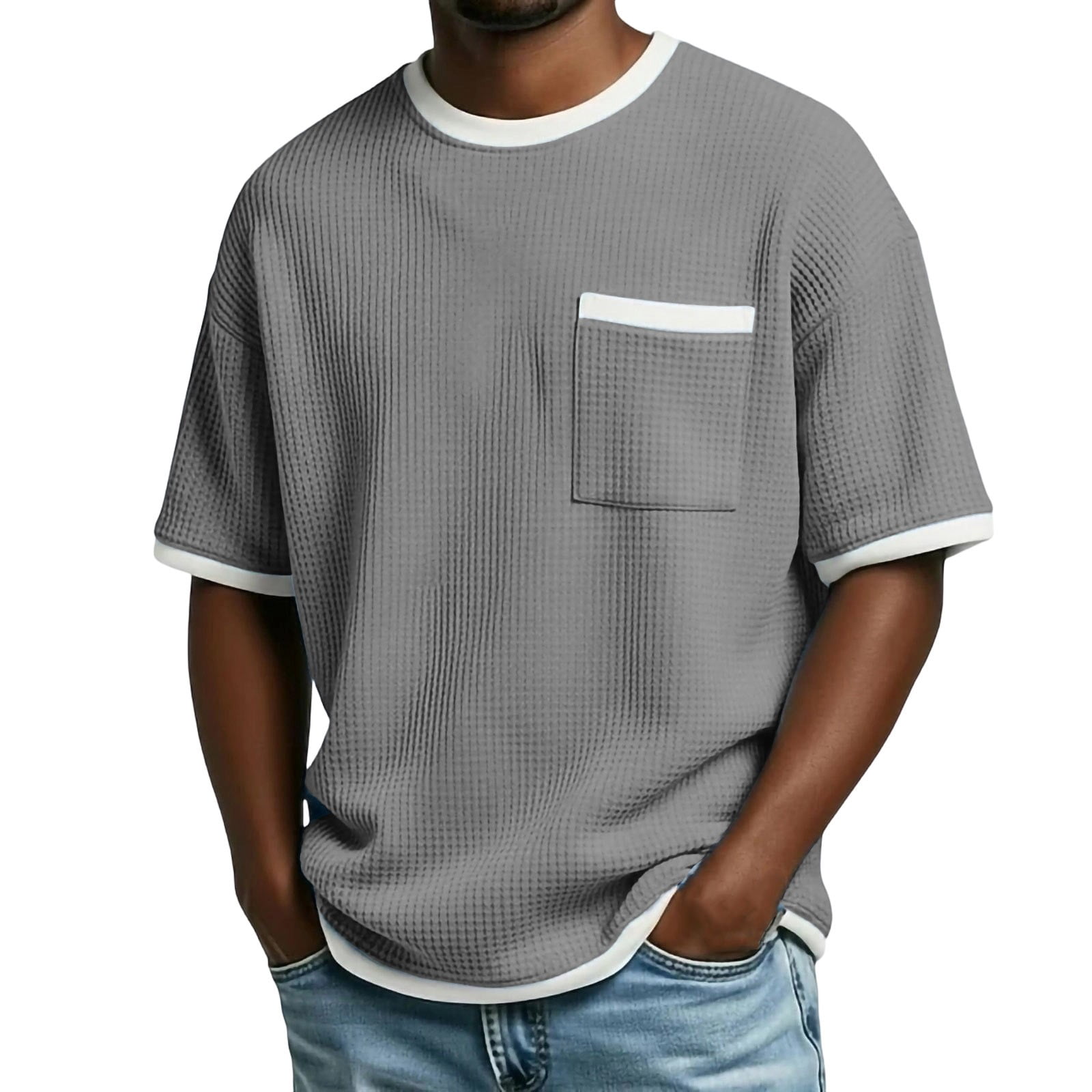 Betivan Men's Basic T-shirt Color Block Solid Color Short Sleeve ...