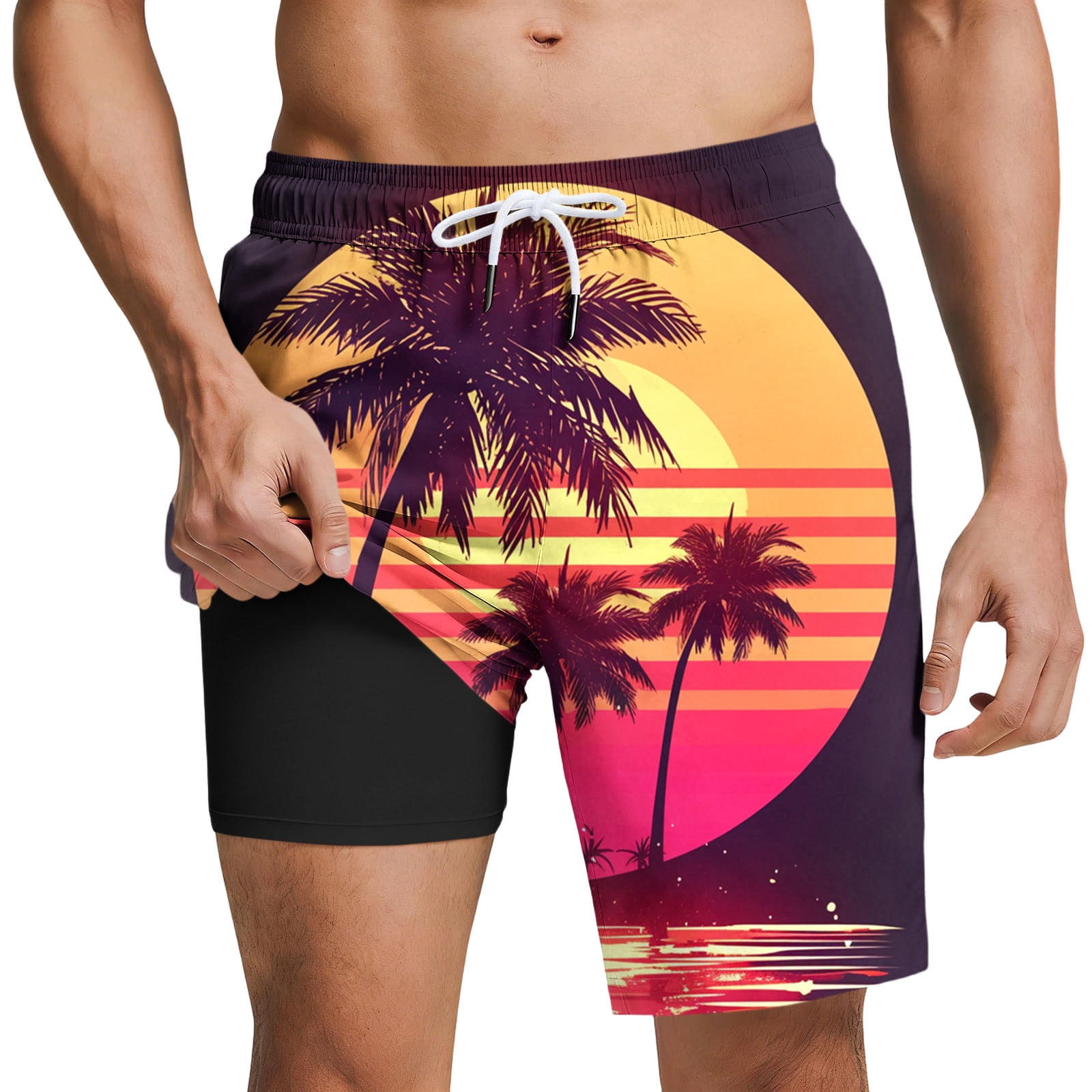 Betivan Men s Beach Shorts Hawaiian Casual Printed Drawstring Bottoms betivan-men-s-beach-shorts-hawaiian-casual-printed-drawstring-bottoms