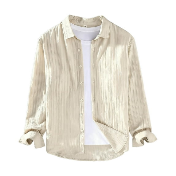 Betivan Men's Casual Button Down Shirts Long Sleeve Textured Summer Beach Shirts