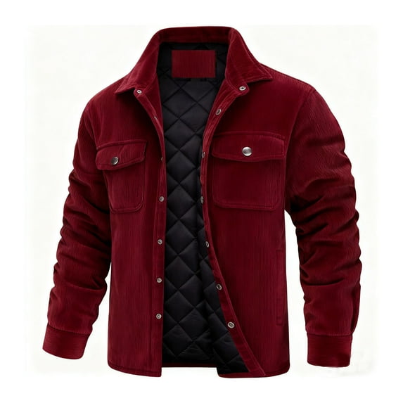 Betivan Men's Clothing Men's Solid Color Long Sleeve Flap Front Buttoned Overcoat Thicker Coat Casual Outerwear Warm Jackets Vintage Outdoor Tops