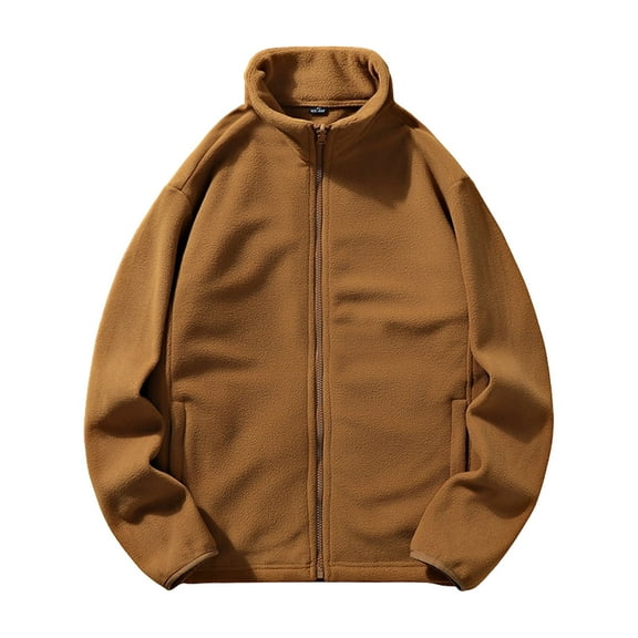 Betivan Men's Clothing Men's Solid Color Long Sleeve Stand-Up Collar Zipper Pullover Fleece Hooded Sweatshirt Jacket Casual Outerwear Warm Jackets Vintage Outdoor Tops