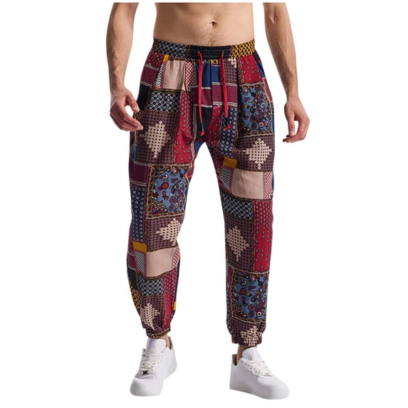 Betivan Men's Drawstring Aladdin Hippie Harem Pants Loose Drop Crotch Trousers