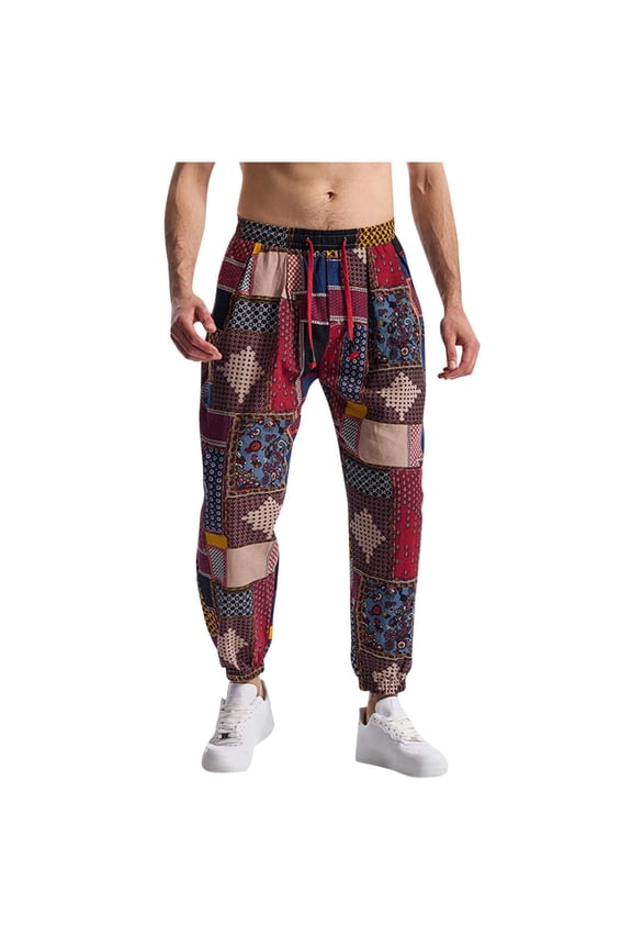Men's Drawstring Aladdin Hippie Harem Pants Loose Drop Crotch Trousers