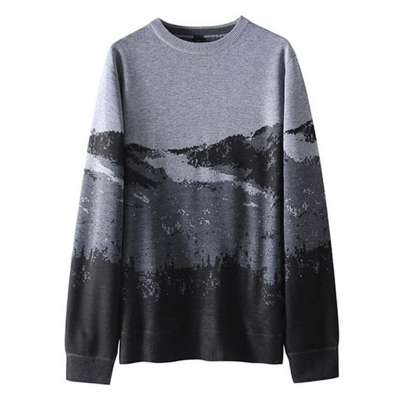 Betivan Men's Elastic Knit Sweater Pullover Graphic Crewneck Long Sleeve Sweater Vintage Pullover Tops Winter Outdoor Top