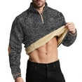 thumbnail image 1 of Betivan Men's Fleece Thick Pullover Solid-Color Stand-Up Collar Quarter-Zip Long Sleeve, Warm Fleece Lining Jacket, 1 of 5