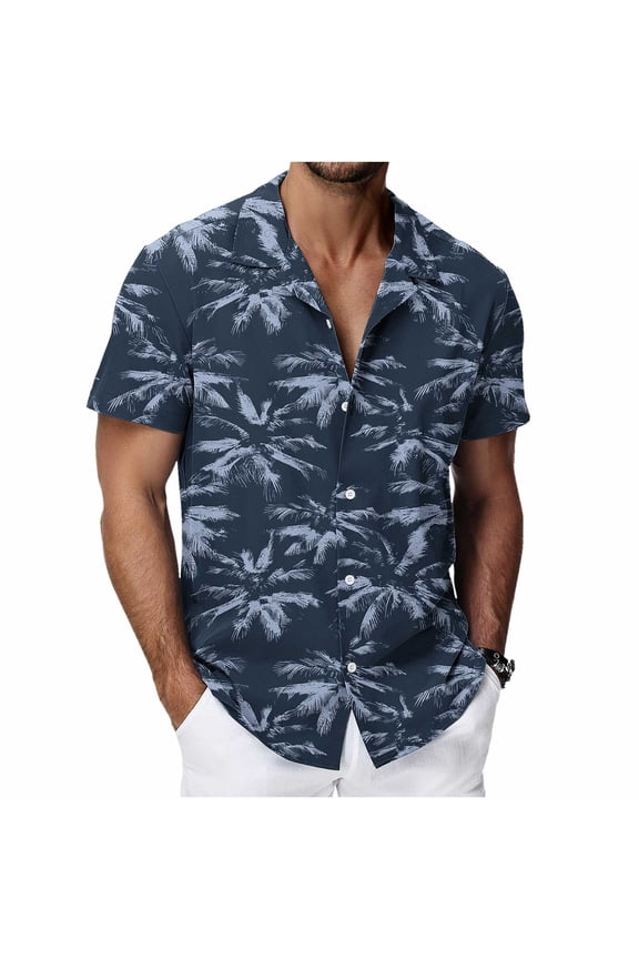Men's Hawaiian Shirt Bamboo Linen-like Floral Printed Button Turndown Collar Short Sleeve Tops Summer Casual Loose Daily Beach Outdoor Vacation Lounge Street