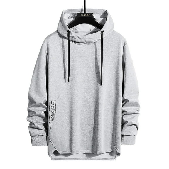 Betivan Men's Hooded Loose T-Shirt Drawstring Long Sleeved Hooded Soft Streetwear Longline Tee Breathable Hip Hop Pullover