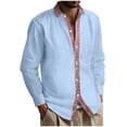 thumbnail image 1 of Betivan Men's Linen Long Sleeve Shirt, Lapel Button Cardigan Top with Functional Pocket, Lightweight Breathable, Relaxed Fit, for Summer Vacation Daily, 1 of 9