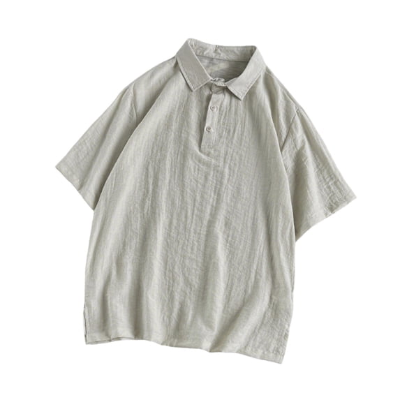 Betivan Men's Linen Top Solid Color Breathable Lightweight Half-Button Turndown Collar Short Sleeve Blouse Spring Summer Fashion Casual Loose Daily Beach Outdoor Leisure Street