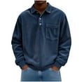 thumbnail image 1 of Betivan Men's Long Sleeve Polo Shirts Button Half-Cardigan Lapel Casual Velvet Shirt Real Pocket Business Fall Velour T-Shirt, 1 of 6