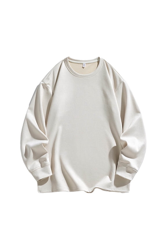 Men's Oversized T Shirts Long Sleeve Shirts Faux Suede Vintage Acid Wash Comfort Colors Crewneck Sweatshirt