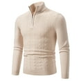 thumbnail image 1 of Betivan Men's Quarter Zip Sweatshirt Fall Winter Slim Fit Casual Knitted Turtleneck Pullover Mock Neck Polo Sweater Top Sizes M-XXXL, 1 of 9