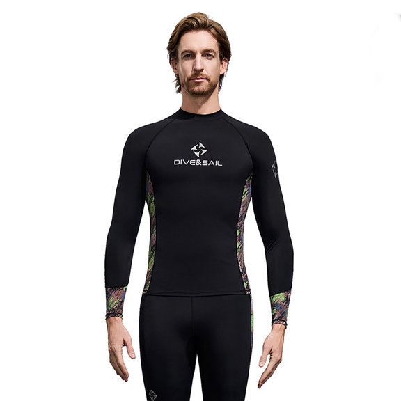 Betivan Men's Snorkeling Top Long Sleeve Sun Protective Diving Suit Summer Waterproof Warm 10-20℃ Front Zipper 4-Way Stretch Surf Wear Athletic Fit Snorkeling Beach Water Sports