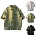 Betivan Men's Solid Color Button Pocket Blouses Short Sleeve Button ...