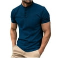 thumbnail image 1 of Betivan Men's Solid Color Round-Neck Button Short Sleeved Shirt Casual Sportswear Blouse Shirt, 1 of 6