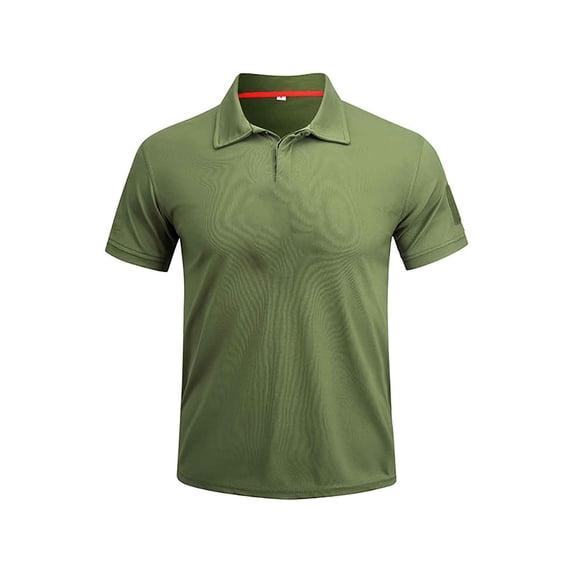 Betivan Men's Solid Color Tactical Polo Shirt Multifunctional Elastic Quick-Drying Crewneck Short Sleeved Outdoor Hiking Camping Fishing Summer Casual Top