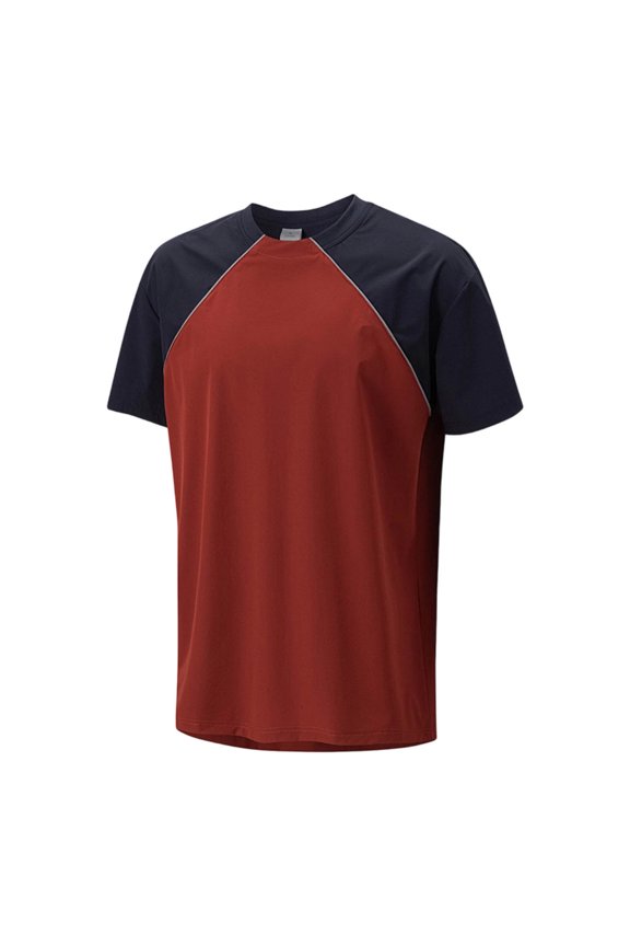 Men's Sports Shirts Moisture Wicking Quick Dry Short Sleeves Crew Neck Raglan Sleeve Color Block Stretch Tops Compression Shirt for Men Breathable Running Training Outdoor