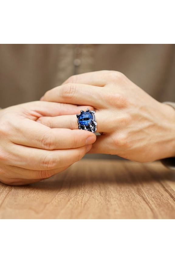 Betivan Men's Stainless Steel Dragon Claw Evil Devil Skull Eyeball Ring Gothic Biker Unique Eyes Rings