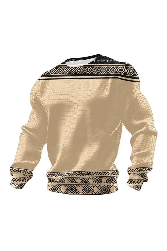 Men's Street Shirt Ethnic Vintage Printed Robust Fit Crewneck Long Sleeve Tops All Seasons Fashion Casual Regular Daily Street Outdoor Office Lounge Leisure