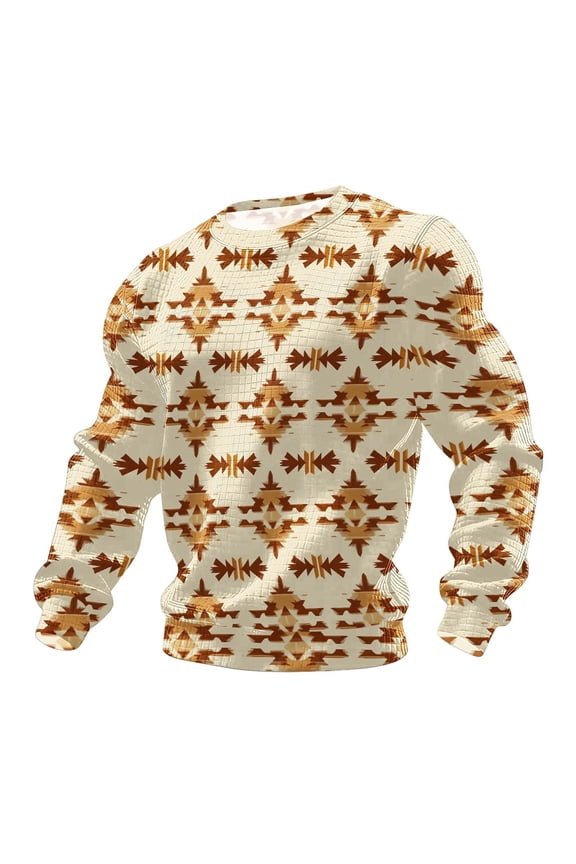 Men's Street Shirt Ethnic Vintage Printed Robust Fit Crewneck Long Sleeve Tops All Seasons Fashion Casual Regular Daily Street Outdoor Office Lounge Leisure
