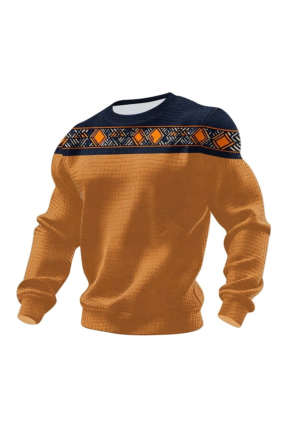 Men's Street Shirt Ethnic Vintage Printed Robust Fit Crewneck Long Sleeve Tops All Seasons Fashion Casual Regular Daily Street Outdoor Office Lounge Leisure