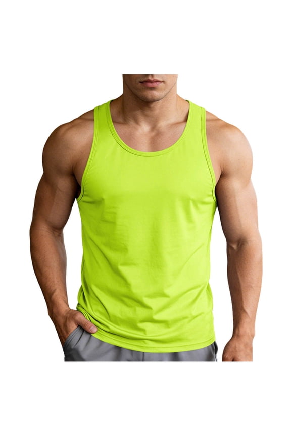Men's Summer Quick Dry Solid Muscle Tank Tops Sleeveless Crew Neck Gym Sports Vest Running Training Bodybuilding Fitness Daily Breathable Comfort Top
