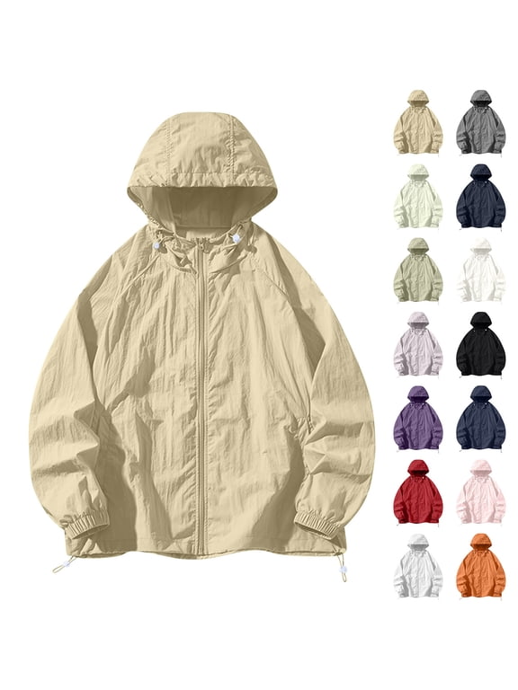 Men's Sun Protection Hoodie Long Sleeve Hooded UPF50+ Quick Dry Outdoor Sports Fishing Hiking Travel Windproof Regular Fit Outerwear Coat Jacket Tops