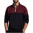 thumbnail image 1 of Betivan Men's Sweater Quarter Zip Striped Pullover Fall Winter Spring Color Block Sweatshirts Lightweight Casual Golf Polos, 1 of 6