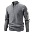 thumbnail image 1 of Betivan Men's Sweaters Quarter Zip Pullover Premium Cotton Comfort Mock Neck Striped Fall Winter Fashion Thermal Sweaters, 1 of 5