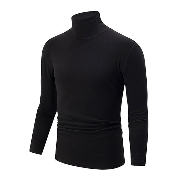 Betivan Men's Thermal Underwear Top Casual Solid Color Mock Neck Fleece Long Sleeve Elastic Slim Fit Warm Thermal Pullover Shirt Base Layer