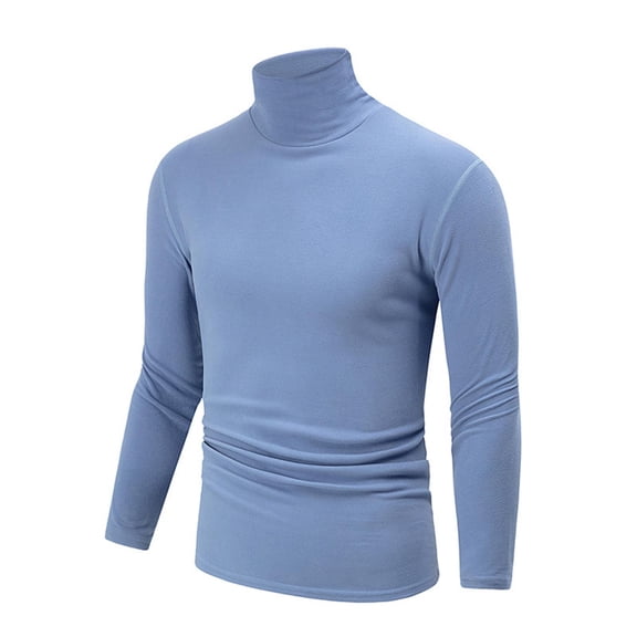 Betivan Men's Thermal Underwear Top Casual Solid Color Mock Neck Fleece Long Sleeve Elastic Slim Fit Warm Thermal Pullover Shirt Base Layer