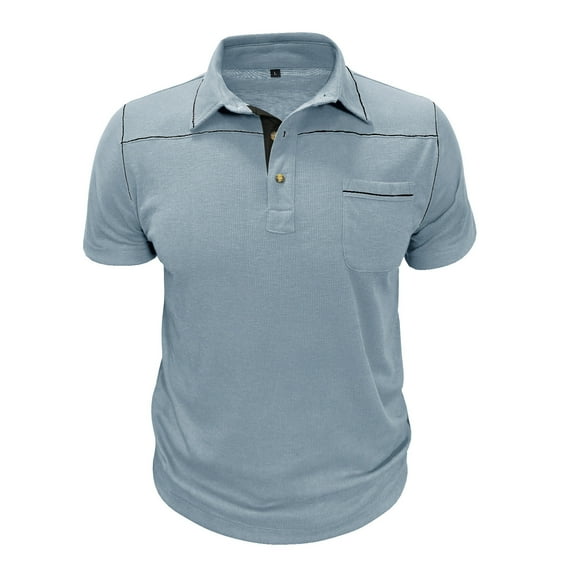 Betivan Men's Turndown Collar Pocket Button Short Sleeve Top, Casual Lightweight Fashion Blouse, Classic Comfortable Daily Shirt for Daily, Office, Outdoor, Street