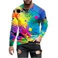 thumbnail image 1 of Betivan Mens Christmas Long Sleeve Shirts Casual Holiday Winter Hem Crewneck Sweater Trendy Long Sleeve Loose Fit Xmas Tree Pullover Tops, 1 of 5