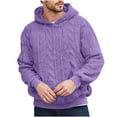 thumbnail image 1 of Betivan Mens Hooded Sweatshirts Fleece-Backed Jacquard Pocket Fuzzy Sherpa Pullover Long Sleeve Fall Winter Textured Outwear, 1 of 4