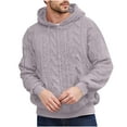 thumbnail image 1 of Betivan Mens Hooded Sweatshirts Fleece-Backed Jacquard Pocket Fuzzy Sherpa Pullover Long Sleeve Fall Winter Textured Outwear, 1 of 4