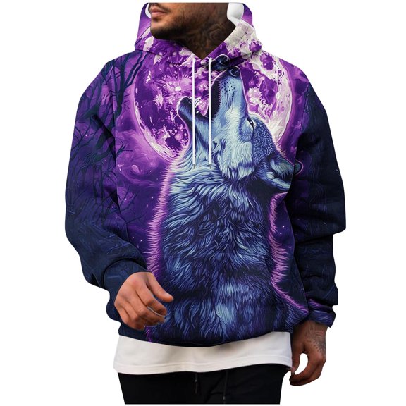 Betivan Mens Hoodies Casual Graphic Long Sleeve Pullover Sweatshirt with Drawstring, Comfortable Hooded Top for Daily Campus Outdoor Stroll Home