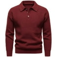 thumbnail image 1 of Betivan Mens Knit Polo Sweater Long Sleeve Textured Casual Collared V Neck Sweater Ribbed Lightweight Knitted Polos, 1 of 4