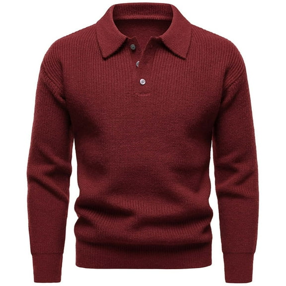 Betivan Mens Knit Polo Sweater Long Sleeve Textured Casual Collared V Neck Sweater Ribbed Lightweight Knitted Polos