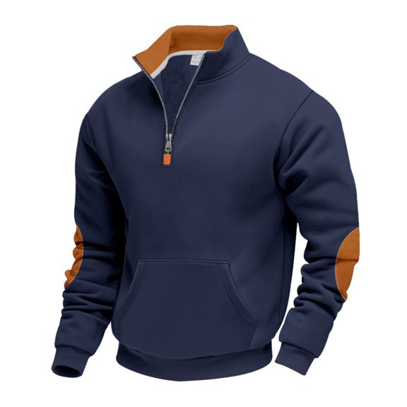 Betivan Mens Quarter Zip Sweatshirt Long Sleeve Fleece Pullover Casual Big and Tall Polo Golf Shirts with Pocket Sweater Tops