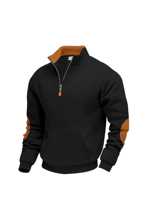 Mens Quarter Zip Sweatshirt Long Sleeve Fleece Pullover Casual Big and Tall Polo Golf Shirts with Pocket Sweater Tops