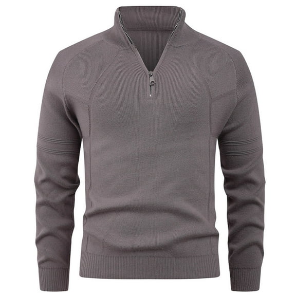 Betivan Mens Slim Fit Zip Up Mock Neck Polo Sweater Casual Long Sleeve Sweater and Pullover Sweaters with Ribbing Edge